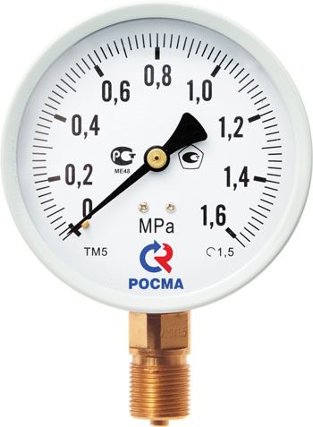 Манометр 100мм.ТМ-510Р 00 ТЕХ  М2 (0- 1MPa), G1/2, латунь, радиальный, 150С, кл.1,5