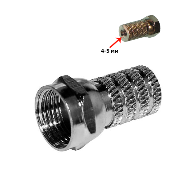 Разъем F на кабель CW41S (диам 4,5 мм)