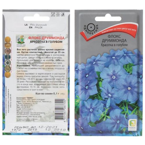 Семена Цветы Флокс Друммонда Красотка в голубом, 0.1 г, Поиск