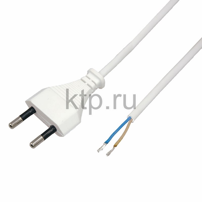 Шнур с вилкой 5,0 м сетевой ШВВП 2х0,75 белый