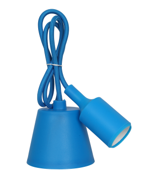 Эл. Патрон Е27 подвесной силиконовый со шнуром синий