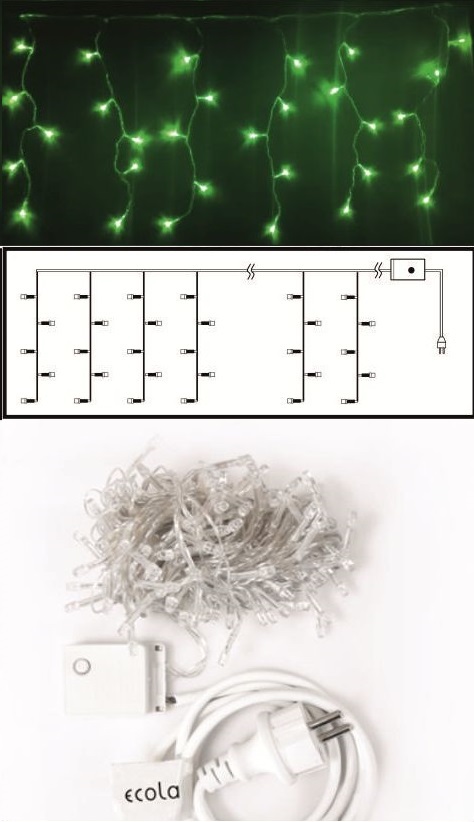 Гирлянда Ecola бахрома135 Led Зеленый  8 режимов прозрач.провод 5х0,5м N4GM05ELC IP44