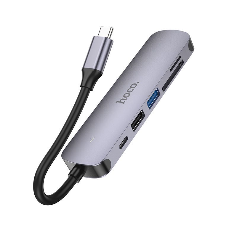 USB-ХАБ Разветвитель адаптер переходник концентратор 6 in 1 USB-C 60W HOCO HB28