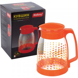 Кувшин 1800 мл, жаропрочное стекло, ручка пластик, Brocca-1800, 910115 Mallony