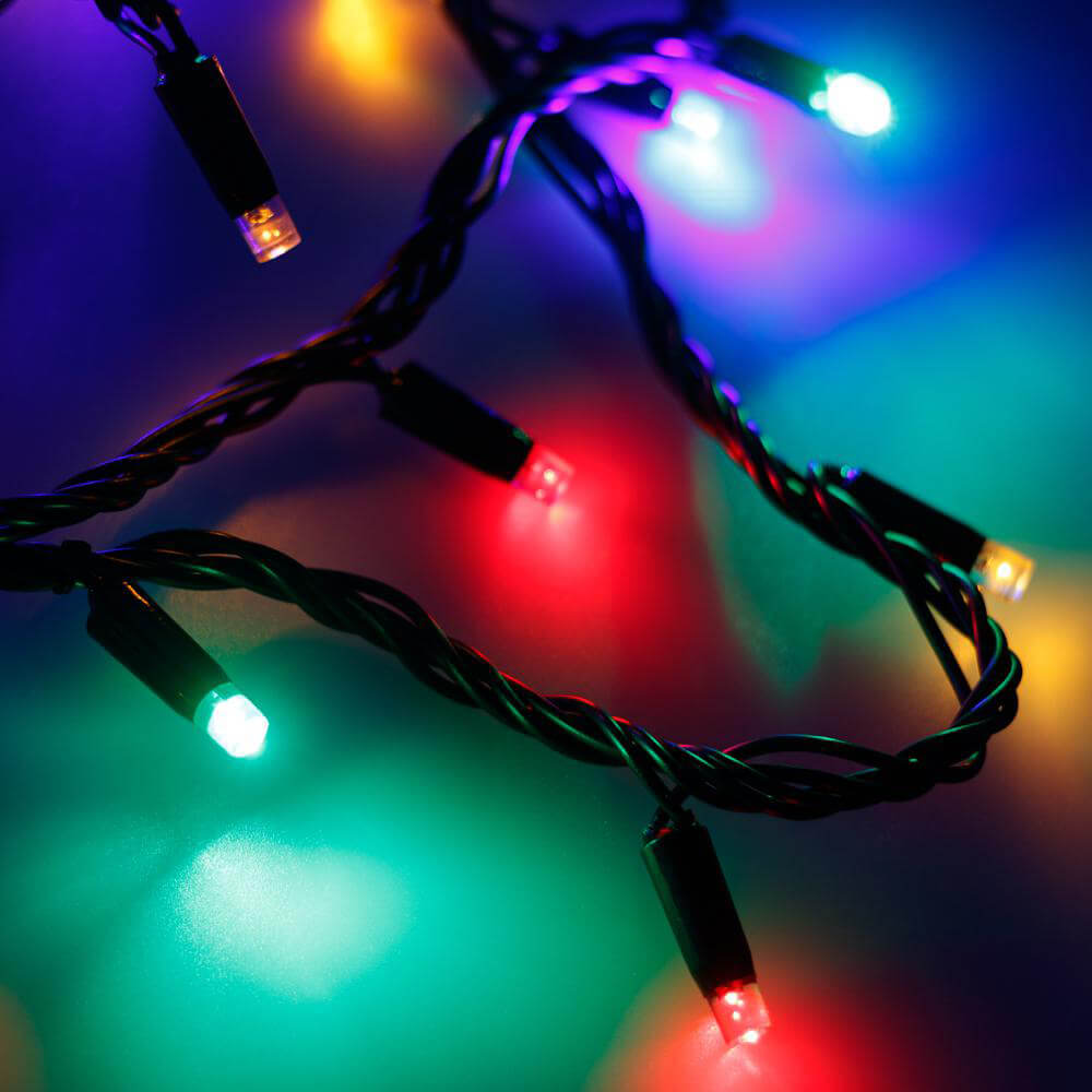 Гирлянда светодиодная уличная нить 20м. черный ПВХ, RGB