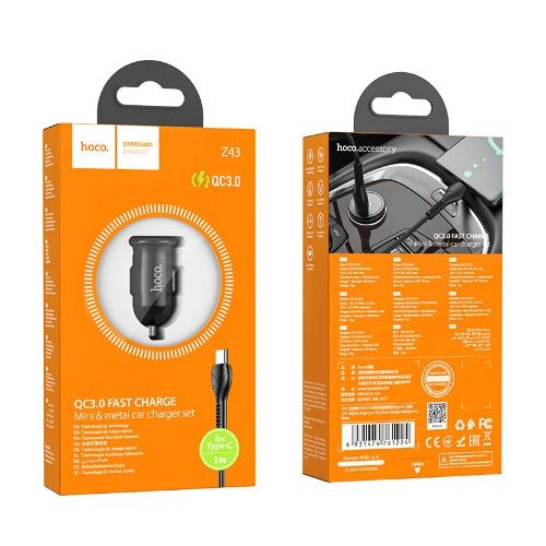 Автомобильное зарядное устройство в прикуриватель USB 1 порт 12-24V 18W HOCO Z43