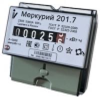 Счетчик электроэнергии 1-фазный Меркурий 201.7 5-60А, 230 Вольт, 1 тариф, 4модуля, DIN