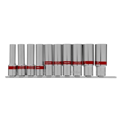 Набор торцевых удлиненных головок 1/2", 6 гранные, CrV, 10-22 мм, 10 шт Matrix 13590