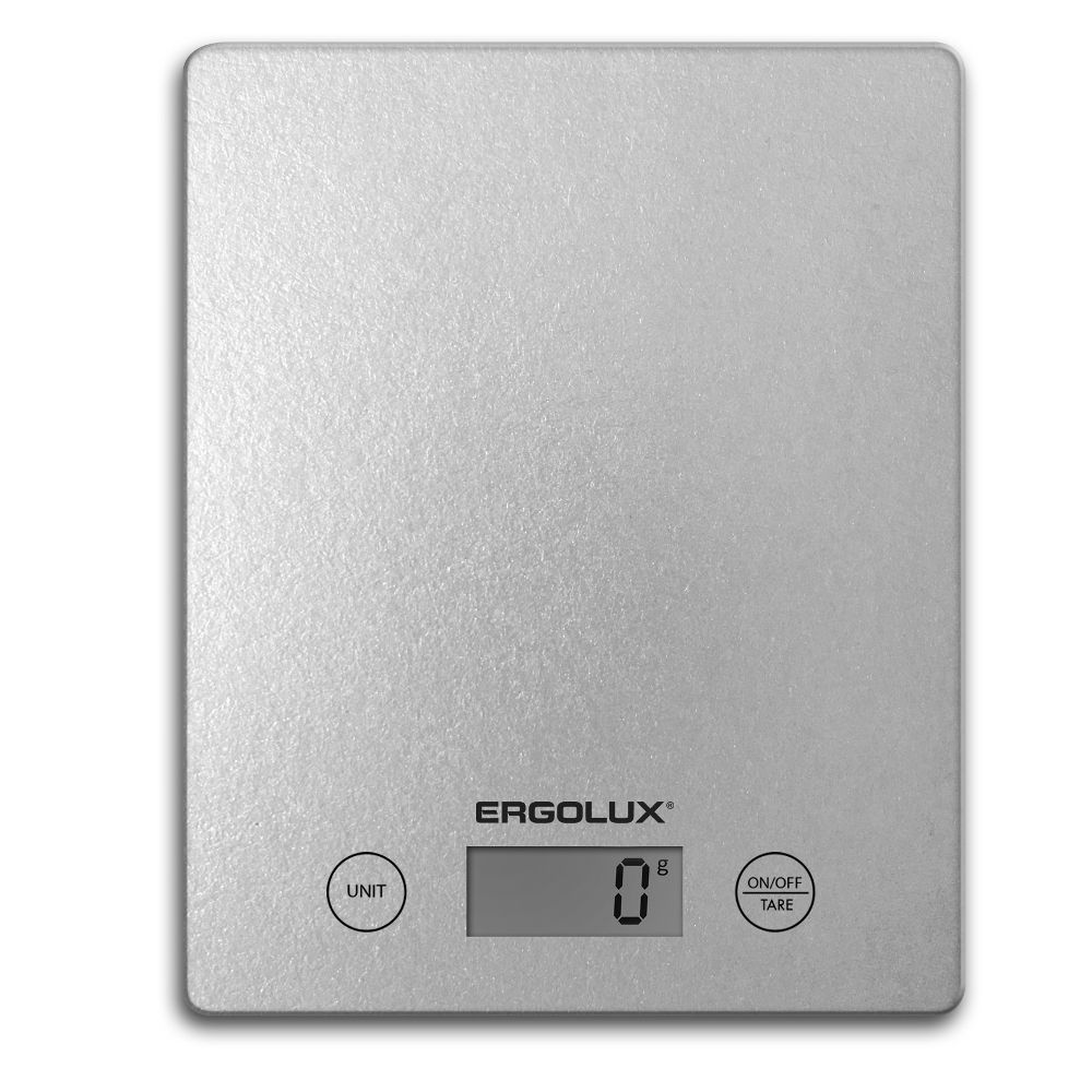 Весы кухонные ELX-SK02-C03 серые  (от 1 г до 5 кг) 150*150мм Ergolux