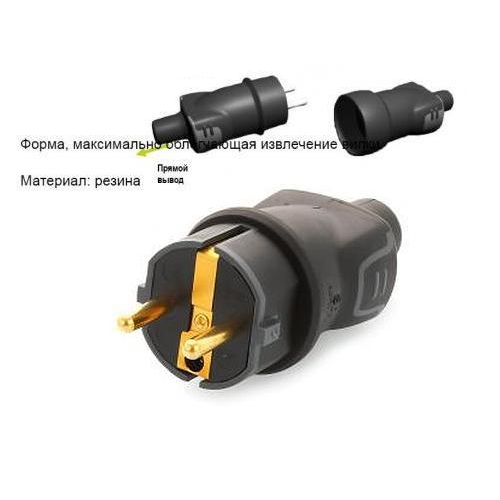 Вилка штепсельная з/к чёрная прямая 16А Legrand резина (050196) IP44
