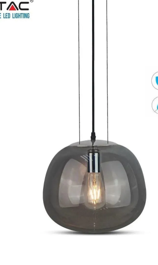 Светильник V-TAC SKU-3888 VT-7380 плафон прозрачный/темный (стекло), каркас черный