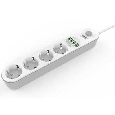 Сетевой фильтр LDNIO 4 местн. 2,0м, 10А+ 4 USB 5V, 3,4А SE4432