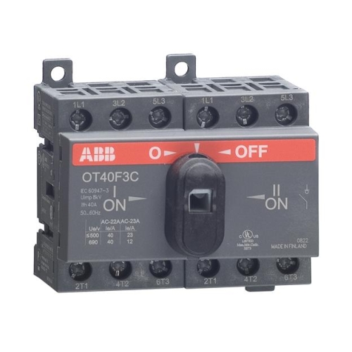 Рубильник ABB OT40F3C реверсивный до 40А 3-х полюс. на DIN-рейку или монт. плату (с резв. ручкой)