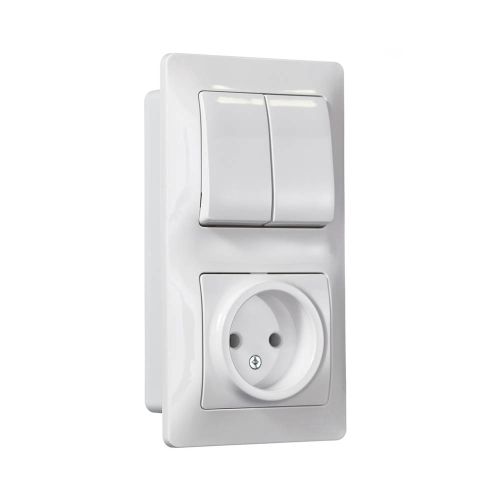 Блок электроустановочный СУ (2 кл +1 роз ) белый 2В-РЦ-687 Bylectrica