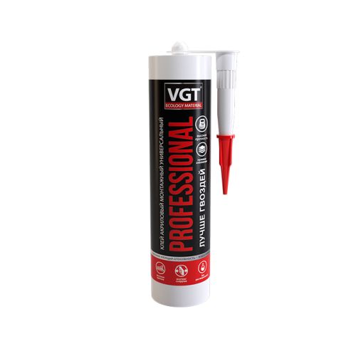 Клей ЖГ VGT акриловый монтажный универсальный Professional белый 350гр (картридж)