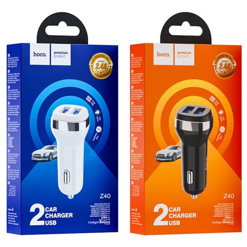 Автомобильное зарядное устройство в прикуриватель USB 2вых. 2.4A HOCO Z40