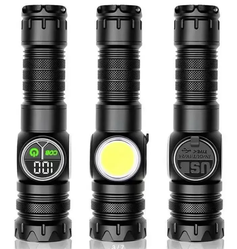 Фонарь ручной аккумуляторный LED 1 + COB с дисплеем 