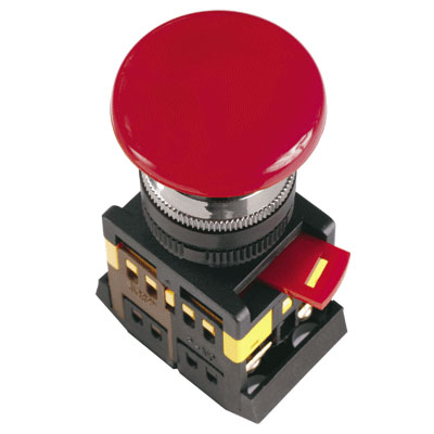 Кнопка без фиксации ИЭК "Грибок" AEA22 230В, 1з+1р красный