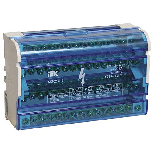 Кросс-модуль 4х15 шины на DIN-рейку в корпусе 3L+PEN 4х15 125А 