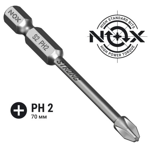 Бита насадка крестовая PH2х 70 мм, торсионная NOX STRONG 336270