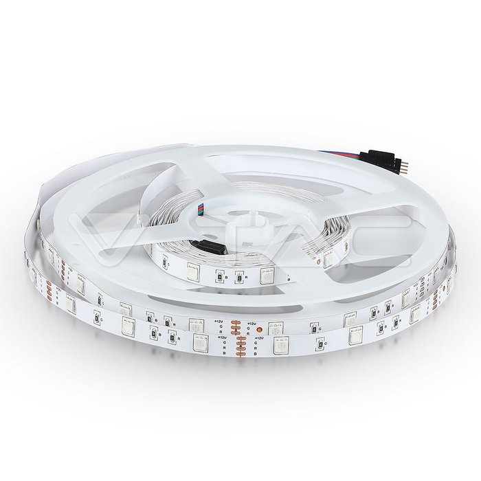 Лента  светод. SMD 5050 12V 10,8 Вт/1м RGB(60 LED/1м) IP20  V-TAC  SKU-2120 (уп.5м)