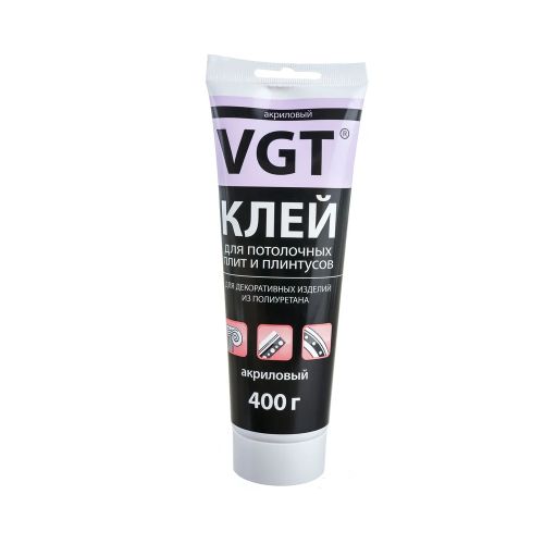 Клей ЖГ VGT акриловый для потолочных плит и плинтусов 0,4 кг (тюбик) 