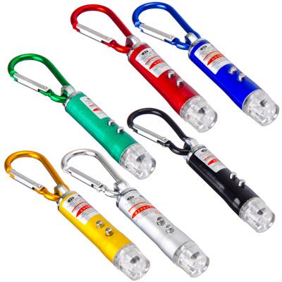 Фонарик-брелок, металл, 2xLED (цветной), 1 лазер, 6,6x1,1см, пит.3xAG13