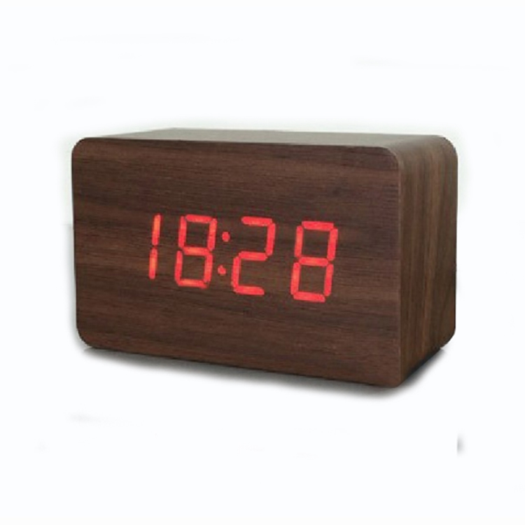 Часы электронные в деревянном корпусе VST-863  100х60х40мм. время, дата, будильник, температура
