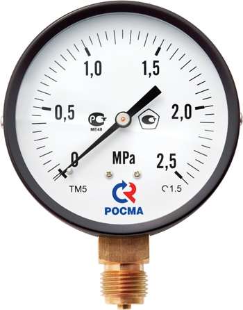 Манометр 100мм.ТМ-510Р 00 (0-1MPa), G1/2, латунь, радиальный, 150С, кл.1,5