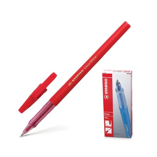 Ручка шариковая красная 0,30mm STABILO "Liner" корпус красный 141566