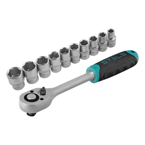 Набор торцевых головок, 1/2", 10 - 22 мм, с трещоткой, CrV,11 предметов STELS 14127