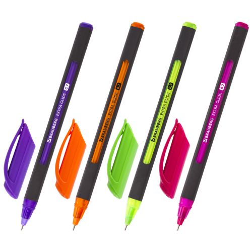 Ручка шариковая синяя 0,35mm маслянная BRAUBERG "Extra Glide Soft Color" 142928