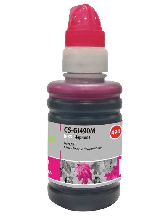 Чернила CACTUS (CS-GI490M) для СНПЧ CANON Pixma G1400/G2400/G3400, пурпурные, 0,1 л