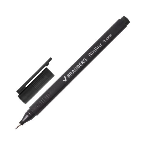 Ручка капиллярная чёрная 0,4mm  BRAUBERG "Carbon" 141523