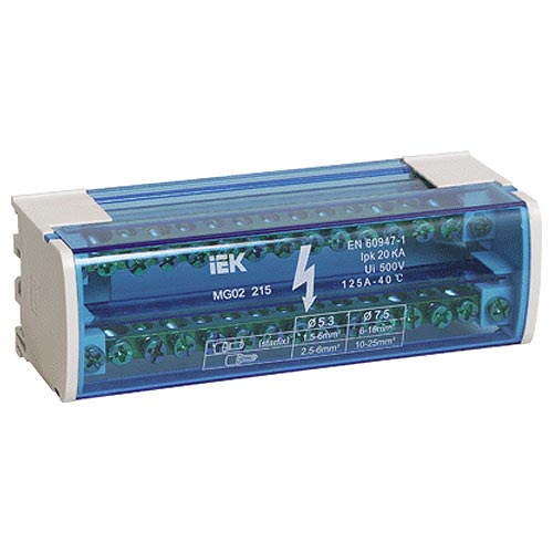 Кросс-модуль 2х15 шины на DIN-рейку в корпусе L+PEN 2х15 125А ИЭК
