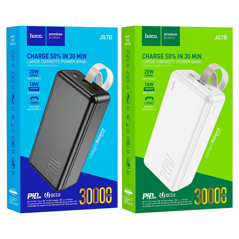 Зарядное устройство Power Bank, внешний аккумулятор HOCO J87B 30000 mAh