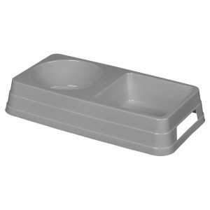 Миска для животных двойная 0,45л+0,36л пластик, серый 434206811 Lucky Pet Бытпласт