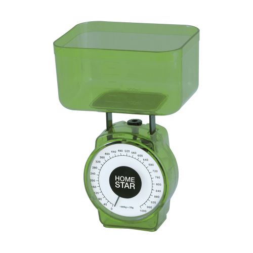 Весы кухонные с чашей HomeStar HS-3004M (зеленые) до 1кг, деление 20гр, объем чаши 400мл