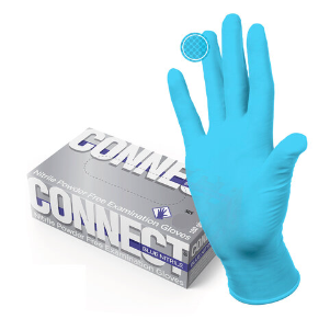 Перчатки хозяйственные нитриловые голубые CONNECT 100шт размер S (малый) 631129 