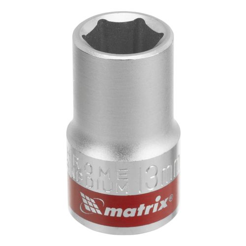 Головка торцевая, 13 мм, шестигранная, CrV, под квадрат 1/2 Matrix 13113