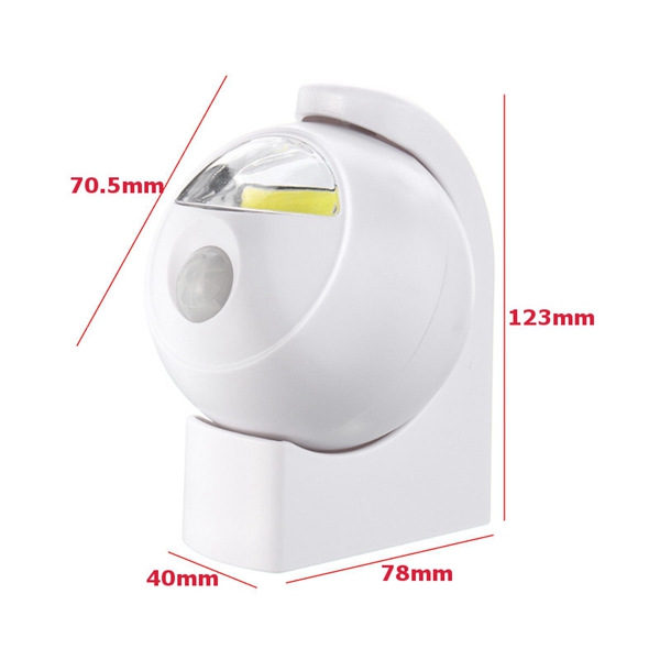 Фонарь настенный LED с датчиком движения BL-608MC COB, ON-OFF-AUTO день/ноч, ШАР  (3хАА)