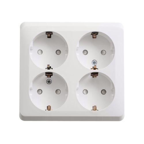 Розетка 4-местн. ОУ з/к с защитной шторкой Этюд PA 16-208B белый Schneider Electric