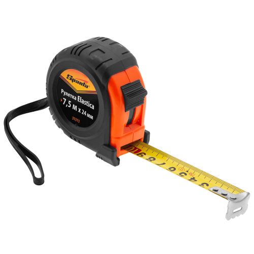 Рулетка Elastica, 7,5 м х 24 мм, обрезиненный корпус SPARTA