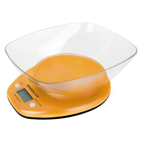 Весы кухонные со съемной чашей ELX-SK04-C11 оранжевые до 5кг Ergolux