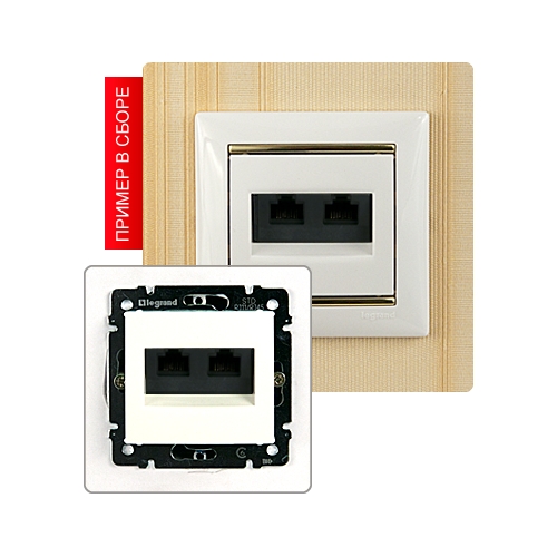 Механизм розетки компьютерной RJ45 5e UTP 2-я с захватами VALENA белый Legrand (774231)