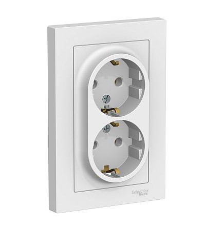 Розетка 2-местн. СУ з/к белый AtlasDesign Schneider Electric ATN000124