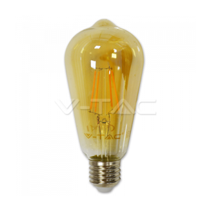 Лампа светодиодная ST64  4Вт Е27 220В 2200К теплая, прозрачная Vintage V-TAC SKU-4361