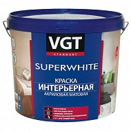 Краска VGT акриловая SUPERWHITE интерьерная супербелая, матовая 7,0кг 23794