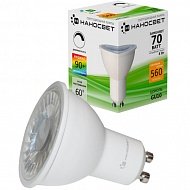 Лампа светодиодная GU10 220В  8,0Вт 2700К теплая, линза,диммируемая, НАНОСВЕТ L242