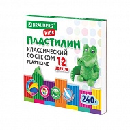 Пластилин BRAUBERG KIDS, 12 цветов, 240 г, 106436